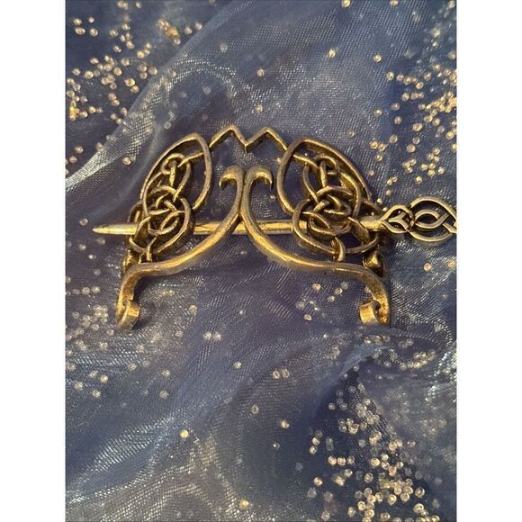 2-Silver Toned Celtic Knot Metal Viking Filigree Hair Slide Stick Clip - Picture 6 of 10